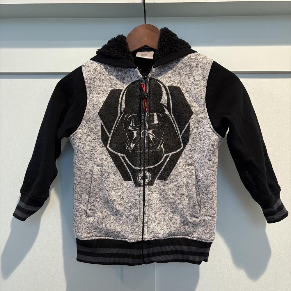 Star Wars Hoodie Youth XS Darth Vader Zip Fleece Jacket Dark Side Kids